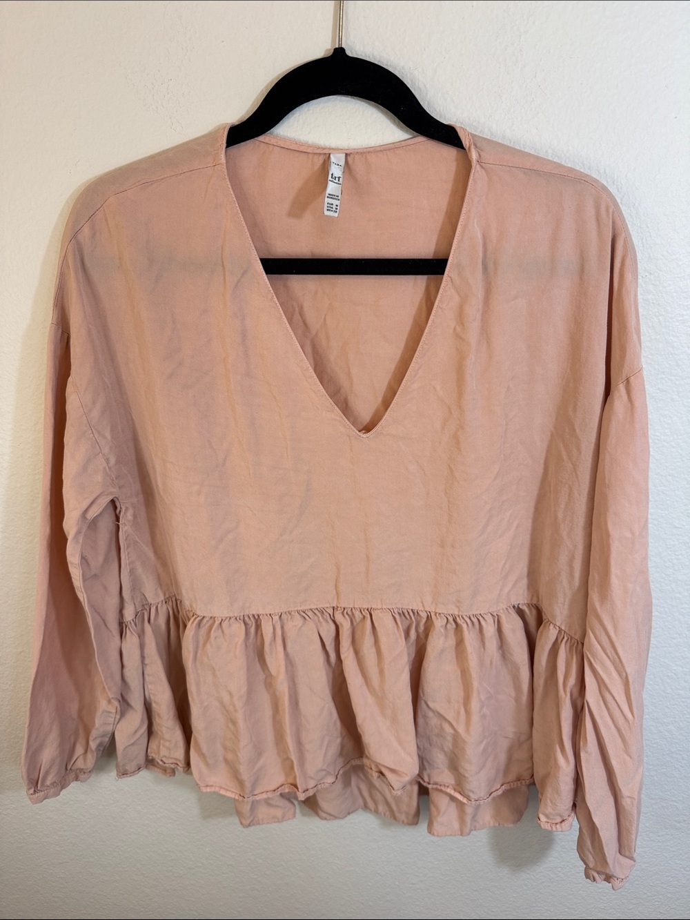 ZARA Rose-Pink V-Neck Peplum Blouse